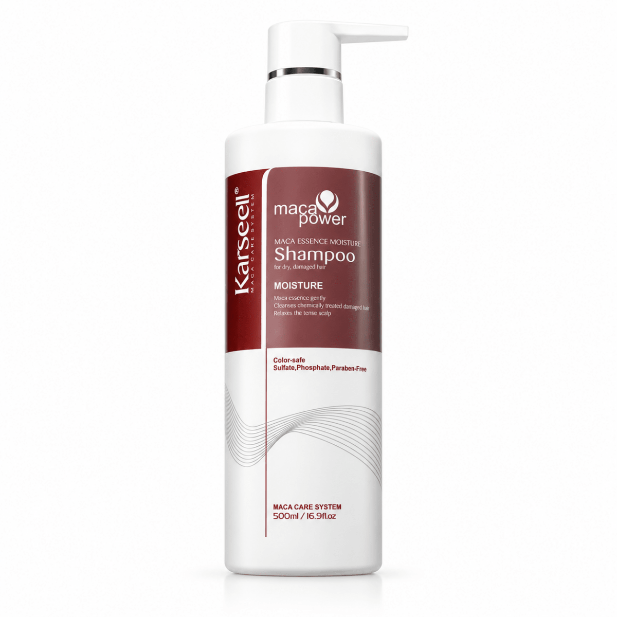 Shampoing Karseell Maca Power Moisture 500 ml sans sulfate pour cheveux secs et abîmés