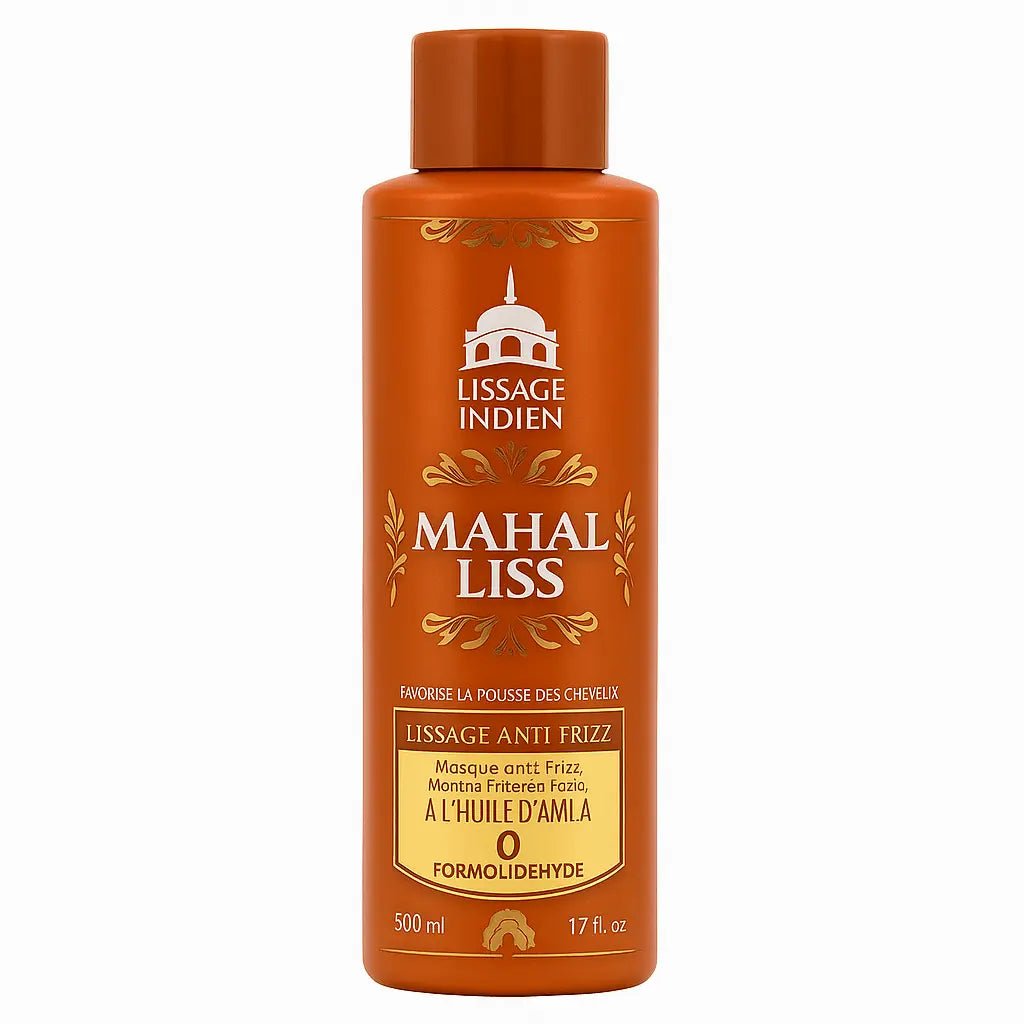 Bouteille de lissage indien Mahal Liss anti-frizz à l’huile d’amla, 500 ml, sans formol, favorisant la pousse des cheveux