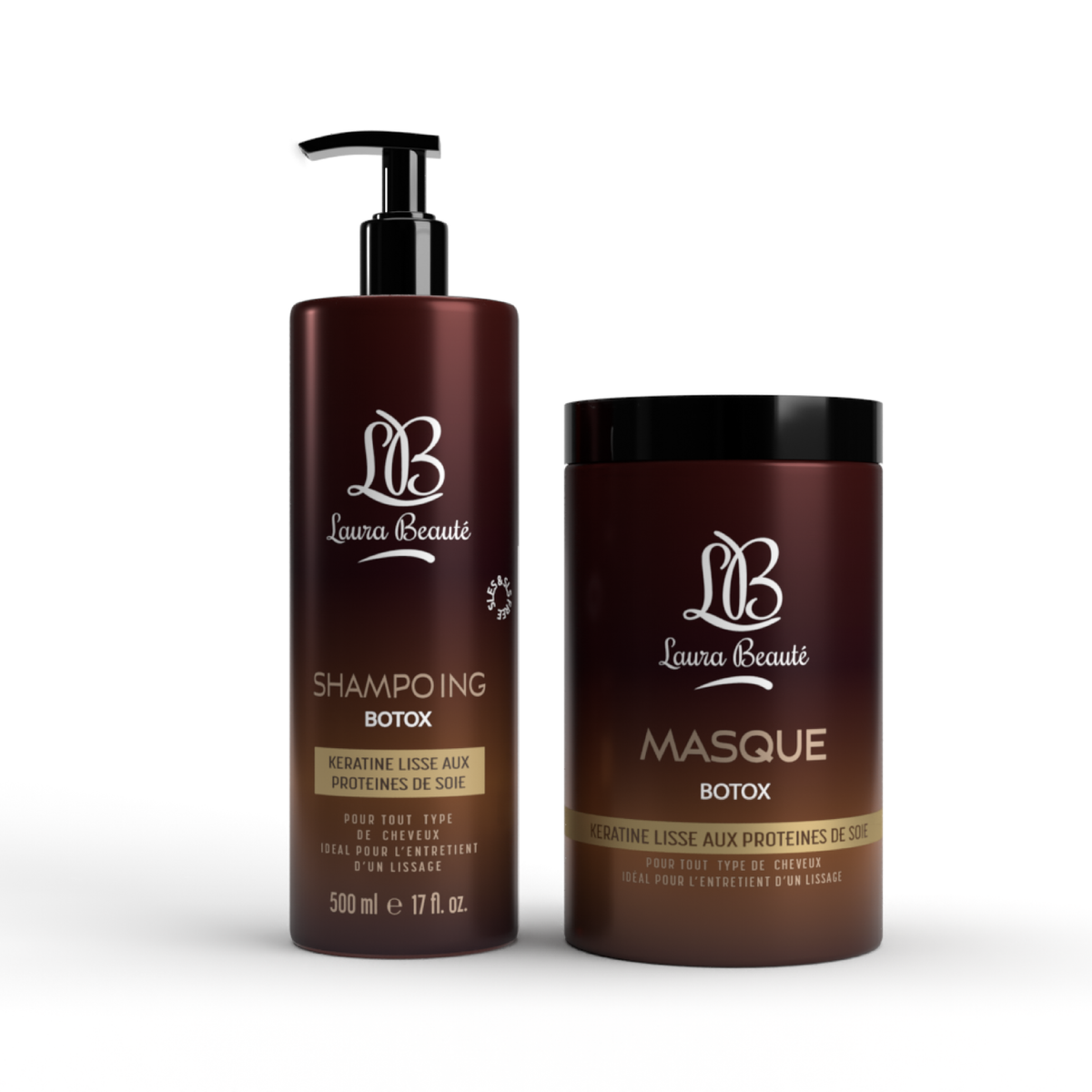 Kit BTX Capillaire Kératine & Protéine de Soie - Shampoing 500ml + Botox 1kg Mahal Liss